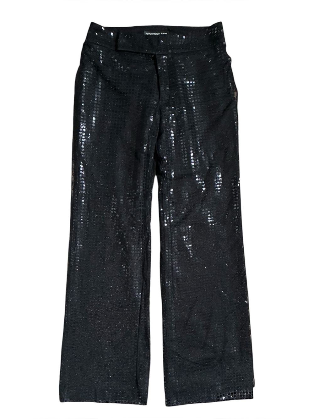 Vivienne Tam Y2K Sequined Wide Leg Pants Black